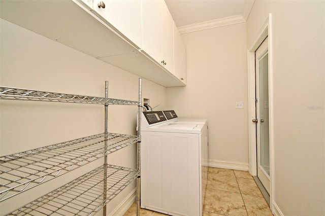 1653 Cheyenne Trl, Maitland, FL 32751 - washroom with cabinet space, washing machine and clothes dryer, and ornamental molding