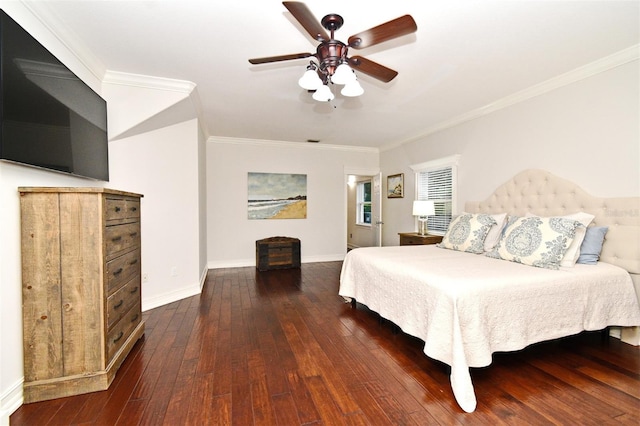 1653 Cheyenne Trl, Maitland, FL 32751 - bedroom with hardwood / wood-style flooring, ornamental molding, and a ceiling fan
