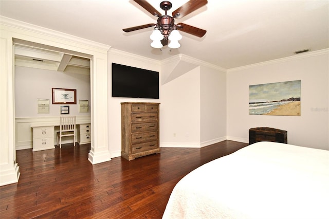 1653 Cheyenne Trl, Maitland, FL 32751 - bedroom featuring hardwood / wood-style flooring, crown molding, ceiling fan, and a desk