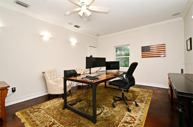 1653 Cheyenne Trl, Maitland, FL 32751 - office with ceiling fan, ornamental molding, and wood finished floors