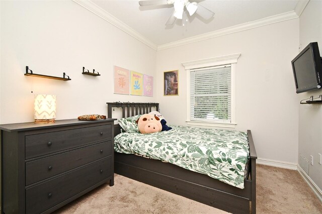 1653 Cheyenne Trl, Maitland, FL 32751 - bedroom featuring crown molding, light colored carpet, and a ceiling fan