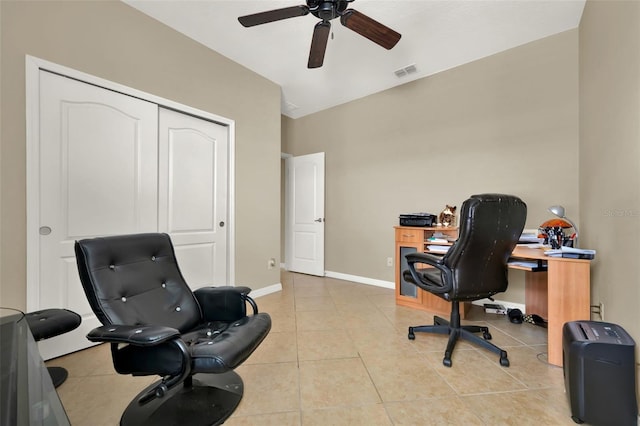 2319 Dammar St, Orlando, FL 32824 - office space with ceiling fan and light tile patterned flooring