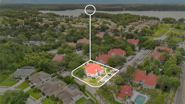 900 Northern Dancer Way Unit 204, Casselberry, FL 32707 - aerial perspective of suburban area with a large body of water and property boundaries highlighted