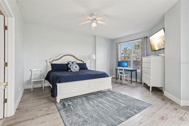 4650 Links Village Dr Unit B103, Ponce Inlet, FL 32127 - bedroom with wood finished floors and a ceiling fan