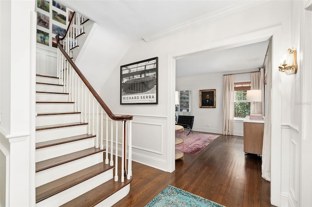 1011 Lake Davis Dr, Orlando, FL 32806 - stairs featuring wood finished floors and crown molding