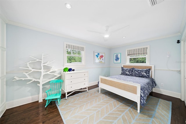 1011 Lake Davis Dr, Orlando, FL 32806 - bedroom with wood finished floors, ornamental molding, ceiling fan, and recessed lighting