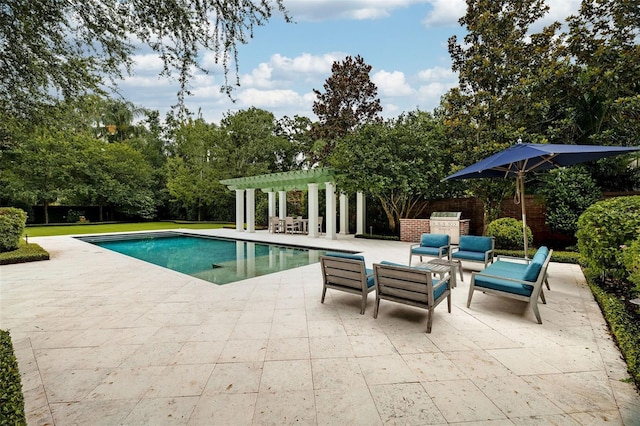 1011 Lake Davis Dr, Orlando, FL 32806 - view of swimming pool with a pergola, a patio area, outdoor lounge area, and view of scattered trees
