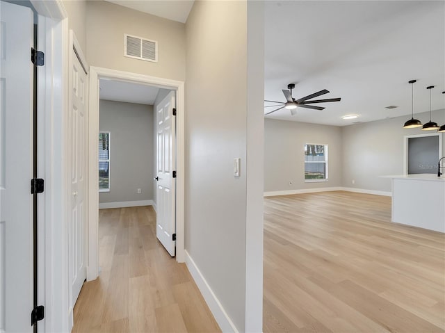 2823 NE 24th Pl, Ocala, FL 34470 - hall featuring light wood finished floors and baseboards