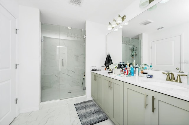 812 Benoi Dr, Davenport, FL 33896 - bathroom featuring marble finish flooring, a marble finish shower, and double vanity