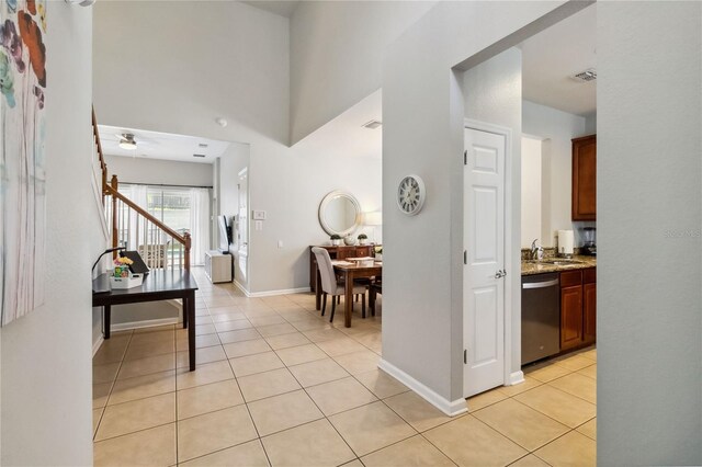 2616 Bowring St, Kissimmee, FL 34747 - entryway with light tile patterned floors and ceiling fan