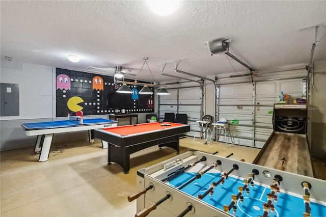 2616 Bowring St, Kissimmee, FL 34747 - game room featuring electric panel, a textured ceiling, billiards table, and concrete floors