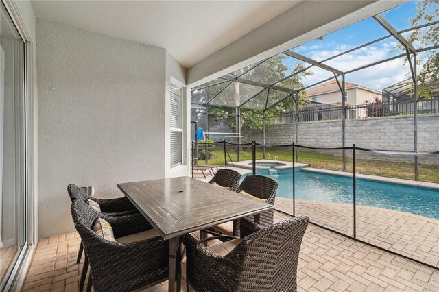 2616 Bowring St, Kissimmee, FL 34747 - view of pool featuring a patio, a lanai, and a pool with connected hot tub