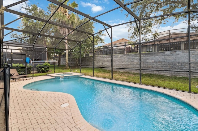 2616 Bowring St, Kissimmee, FL 34747 - view of pool with a patio area, a pool with connected hot tub, and a lanai
