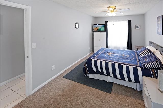 543 Silver Crse, Ocala, FL 34472 - carpeted bedroom with a textured ceiling and ceiling fan