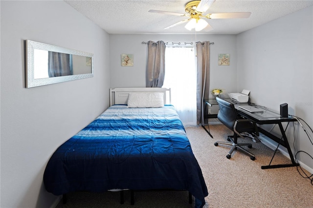 543 Silver Crse, Ocala, FL 34472 - bedroom with carpet, a textured ceiling, and ceiling fan