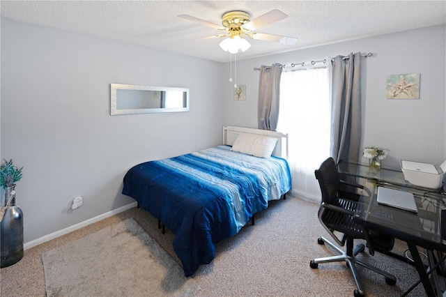 543 Silver Crse, Ocala, FL 34472 - bedroom with carpet flooring, a textured ceiling, and a ceiling fan