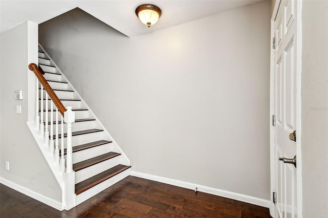 609 S Glen Ave Unit E, Tampa, FL 33609 - stairway with baseboards and wood finished floors
