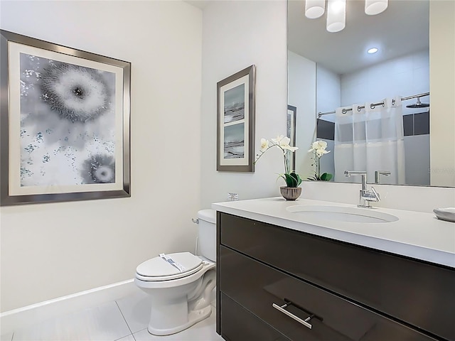 1521 Tranquil Ave, Clermont, FL 34714 - full bathroom with vanity, tile patterned floors, a shower with curtain, and recessed lighting