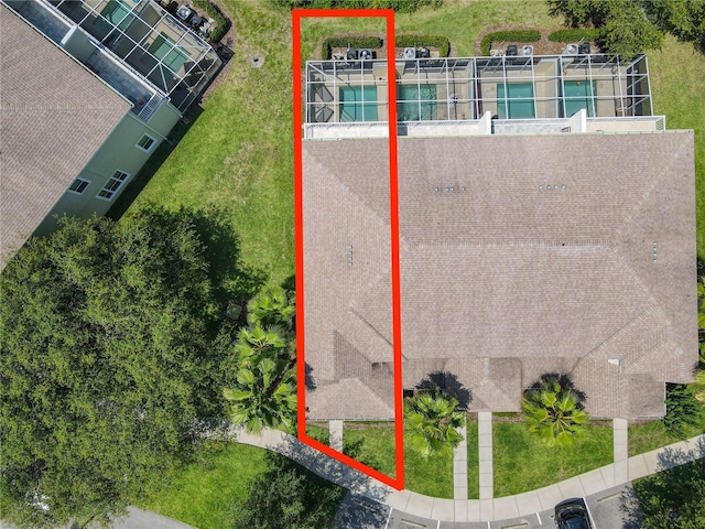 1521 Tranquil Ave, Clermont, FL 34714 - aerial view of property and surrounding area featuring property boundaries highlighted and a pool