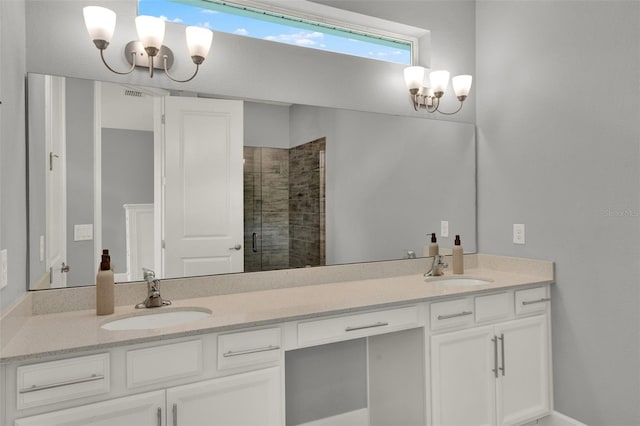 1061 Castlevecchio Loop, Orlando, FL 32825 - full bathroom featuring double vanity and a shower stall