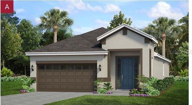 1198 Atlantic Ave, Fruitland Park, FL 34731 - ranch-style house with a garage, stucco siding, roof with shingles, and driveway