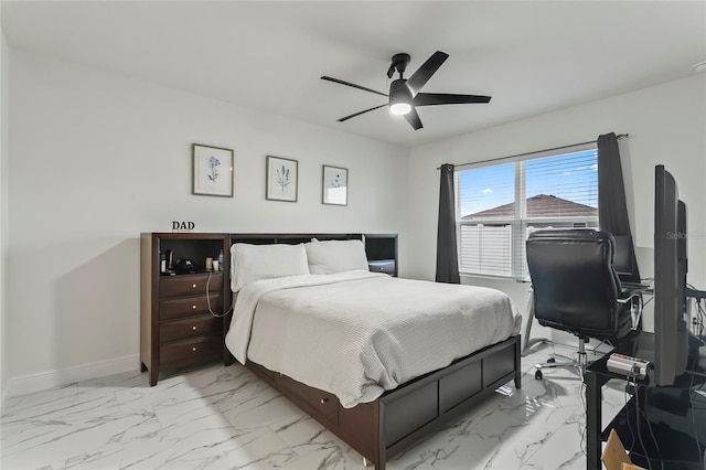 5808 Arboretum St, Saint Cloud, FL 34771 - bedroom featuring light marble finish floors, an office area, and a ceiling fan
