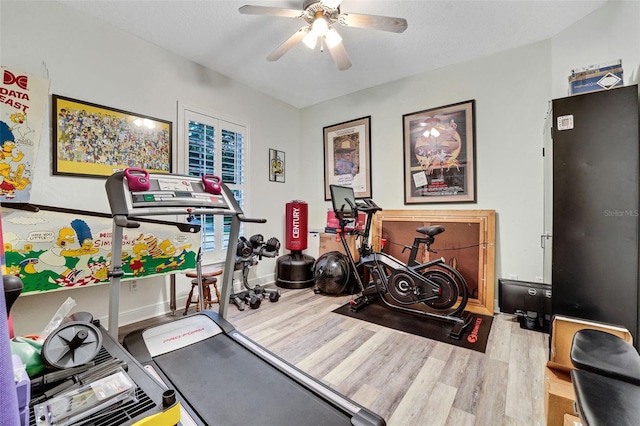 3316 Regal Crest Dr, Longwood, FL 32779 - exercise area featuring wood finished floors and ceiling fan