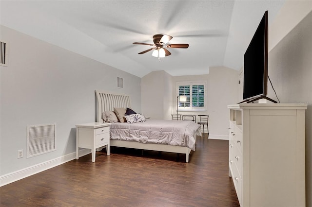 3316 Regal Crest Dr, Longwood, FL 32779 - bedroom featuring vaulted ceiling, dark wood-type flooring, and ceiling fan