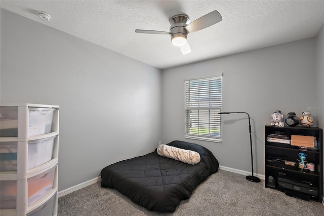 1292 Cavender Creek Rd, Minneola, FL 34715 - carpeted bedroom featuring a textured ceiling and a ceiling fan