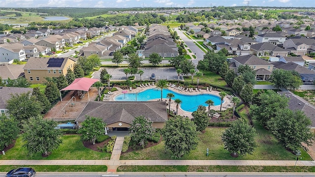 1292 Cavender Creek Rd, Minneola, FL 34715 - aerial perspective of suburban area featuring a pool area
