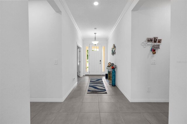 1593 Osprey View Dr, Apopka, FL 32703 - hall with crown molding and tile patterned floors