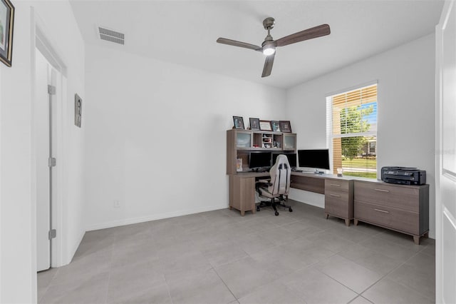 1593 Osprey View Dr, Apopka, FL 32703 - home office with ceiling fan and light tile patterned flooring