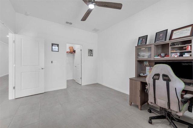 1593 Osprey View Dr, Apopka, FL 32703 - office space with a ceiling fan and tile patterned flooring