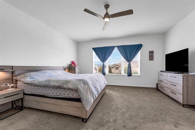 1593 Osprey View Dr, Apopka, FL 32703 - bedroom with carpet floors, ceiling fan, and a textured ceiling