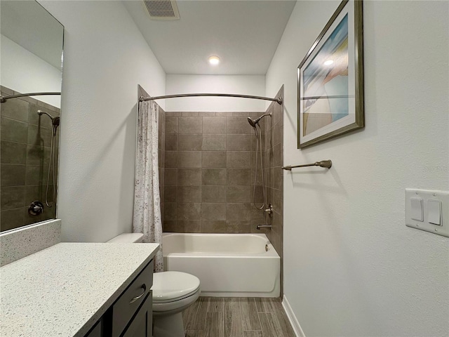 4171 Via Sienna Cir, Sarasota, FL 34243 - full bath with vanity, shower / bath combo, and wood finished floors
