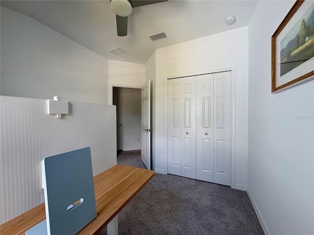 4171 Via Sienna Cir, Sarasota, FL 34243 - unfurnished office with carpet floors and a ceiling fan