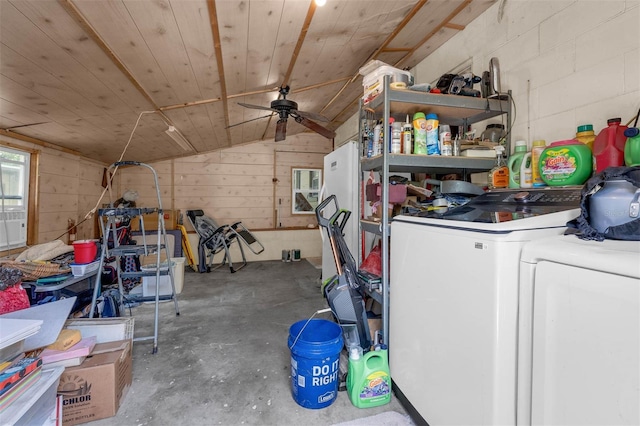 905 Flewelling Ave, Ocoee, FL 34761 - storage room featuring washer and dryer and a ceiling fan