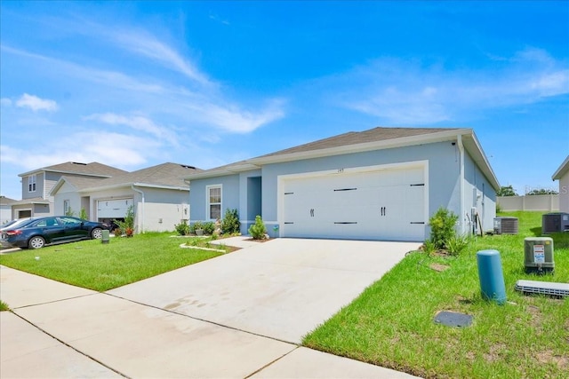 145 Piave St, Haines City, FL 33844 - single story home featuring stucco siding, a front yard, concrete driveway, and an attached garage