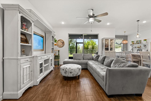 922 Grazie Loop, Davenport, FL 33837 - living area with a ceiling fan, plenty of natural light, dark wood-style floors, and recessed lighting