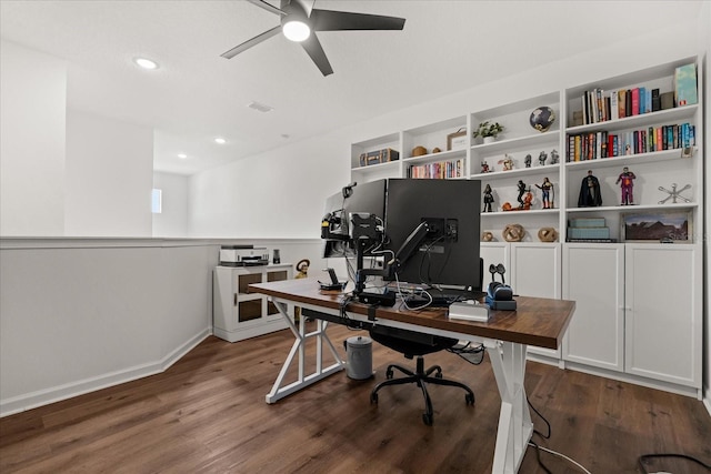 922 Grazie Loop, Davenport, FL 33837 - office area featuring wood finished floors, ceiling fan, and recessed lighting