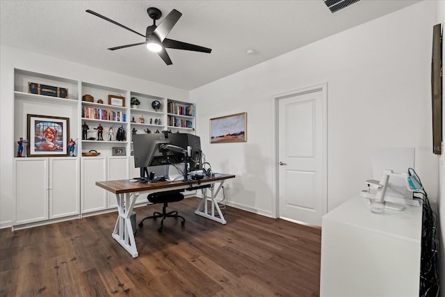 922 Grazie Loop, Davenport, FL 33837 - home office featuring dark wood-style floors and a ceiling fan