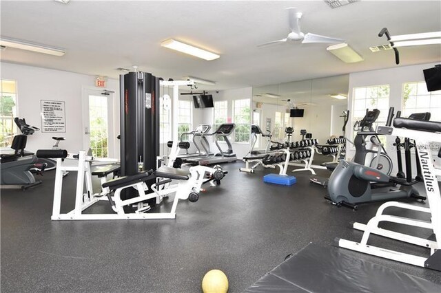 6214 Stevenson Dr Unit 208, Orlando, FL 32835 - exercise room featuring ceiling fan