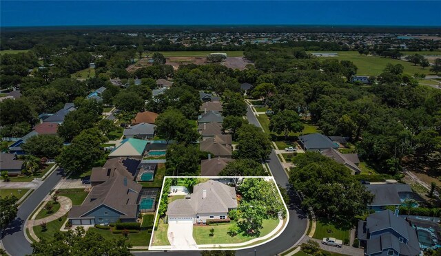 19554 Spring Oak Dr, Eustis, FL 32736 - aerial perspective of suburban area featuring property boundaries highlighted