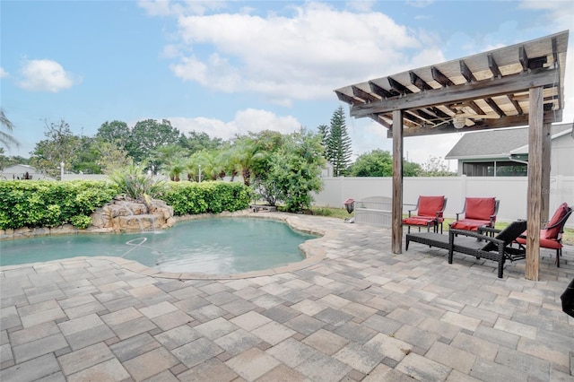 2406 Sweetwater Blvd, Saint Cloud, FL 34772 - view of swimming pool with a fenced backyard, a patio area, and a pergola