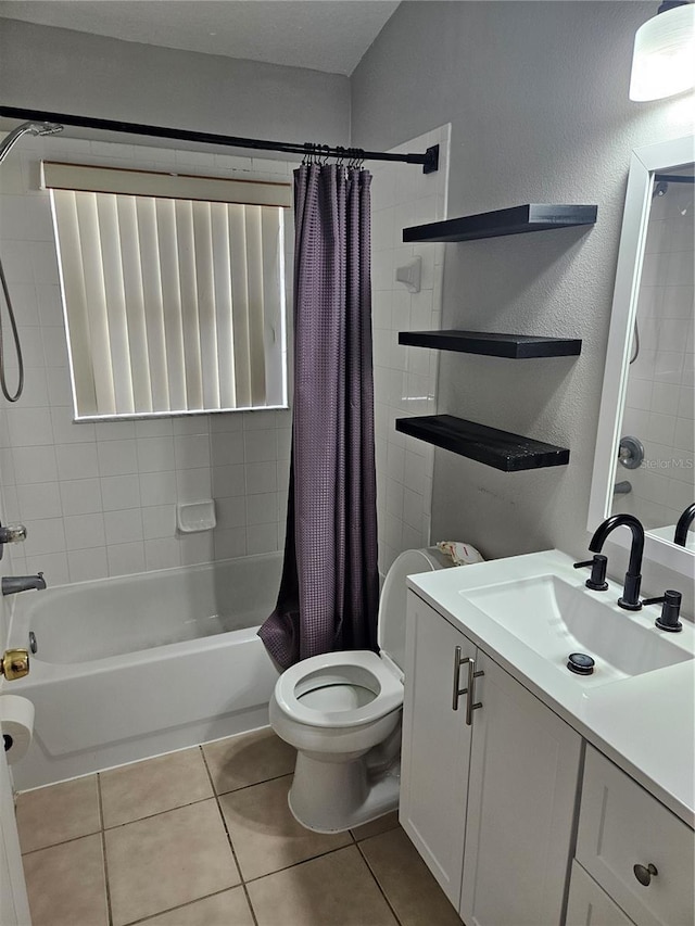 2817 Moultrie Creek Dr, Kissimmee, FL 34743 - bathroom featuring vanity, shower / bath combination with curtain, and tile patterned floors