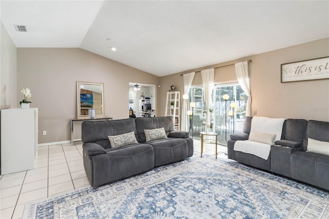 205 Stevenage Dr, Longwood, FL 32779 - living area featuring lofted ceiling, light tile patterned floors, and ceiling fan