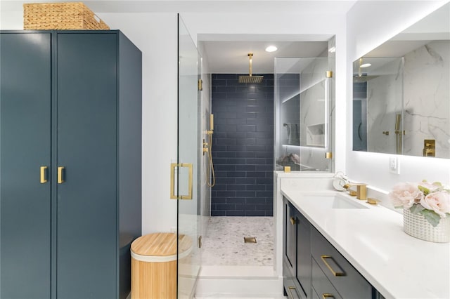 205 Stevenage Dr, Longwood, FL 32779 - full bathroom with a shower stall, vanity, and recessed lighting