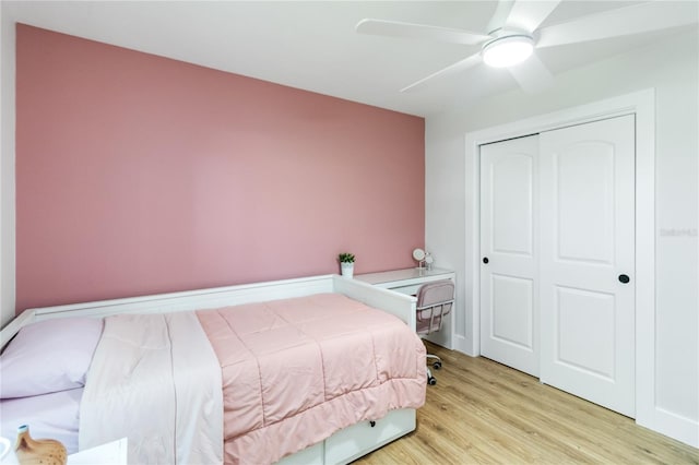 205 Stevenage Dr, Longwood, FL 32779 - bedroom featuring light wood-style flooring, a closet, and ceiling fan