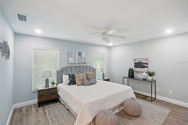 841 Wesson Ct, Casselberry, FL 32707 - bedroom featuring wood finished floors, a ceiling fan, and recessed lighting