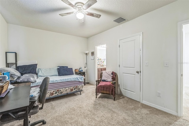 819 Lucent Sands Ct, Brandon, FL 33511 - bedroom with carpet flooring, a textured ceiling, and ceiling fan